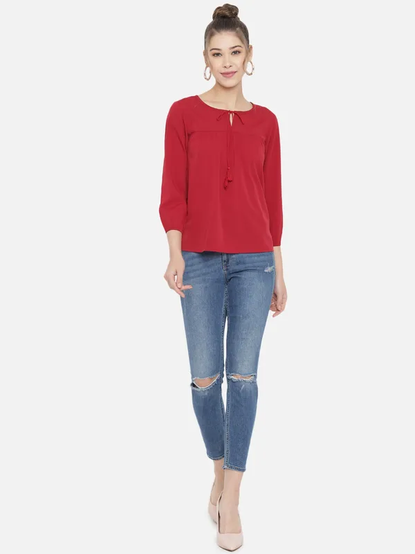 Maroon_Crepe_Solid_top