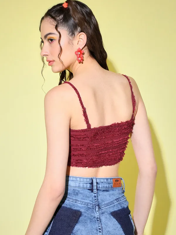 Maroon_Georgette_Self_Design_top