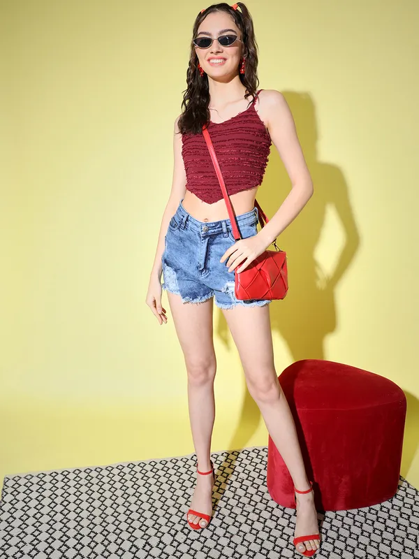 Maroon_Georgette_Self_Design_top