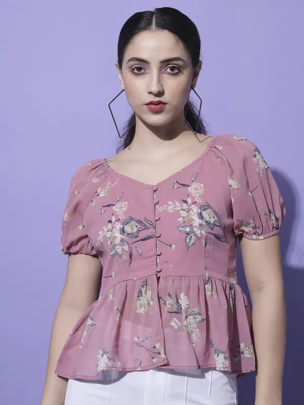 Pink_Georgette_Printed_top