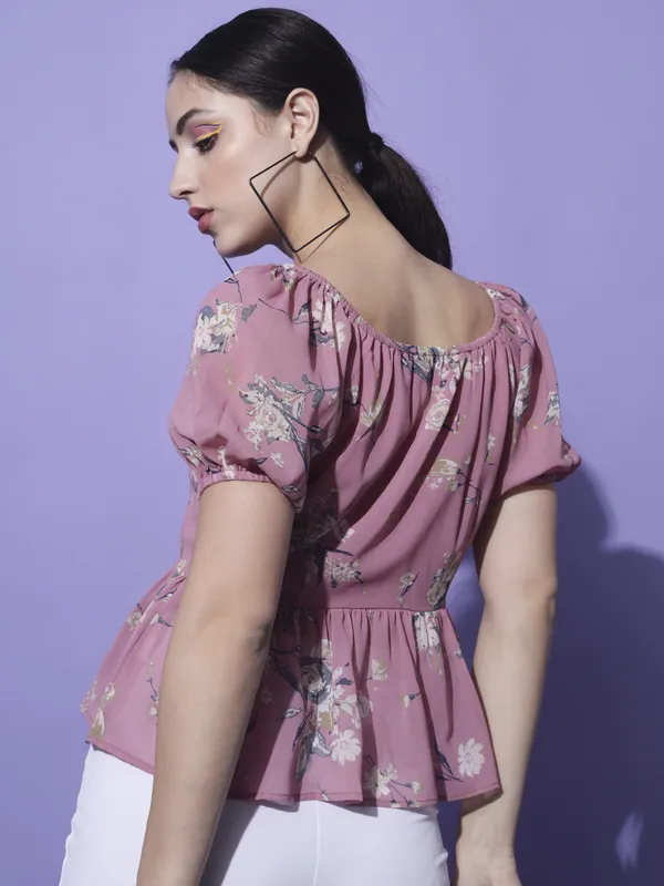 Pink_Georgette_Printed_top