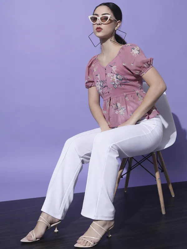 Pink_Georgette_Printed_top