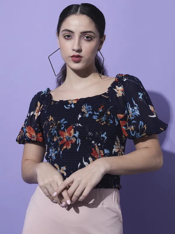 Blue_Georgette_Printed_top