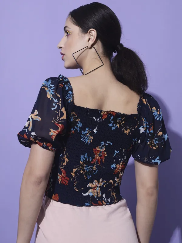 Blue_Georgette_Printed_top