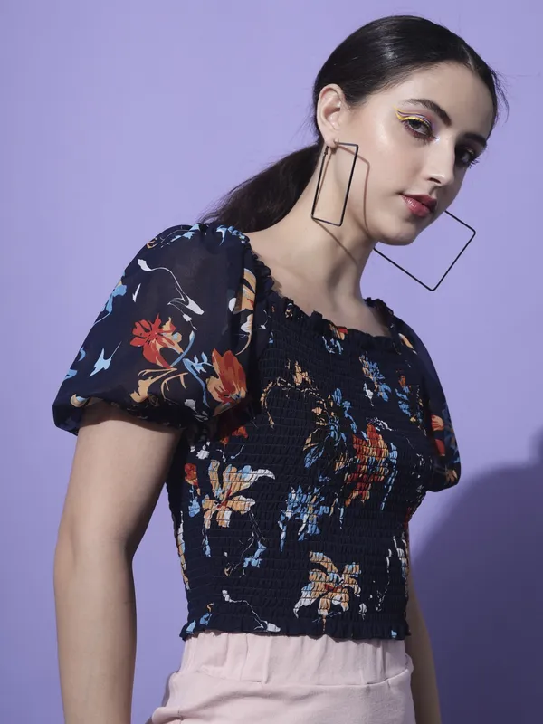 Blue_Georgette_Printed_top