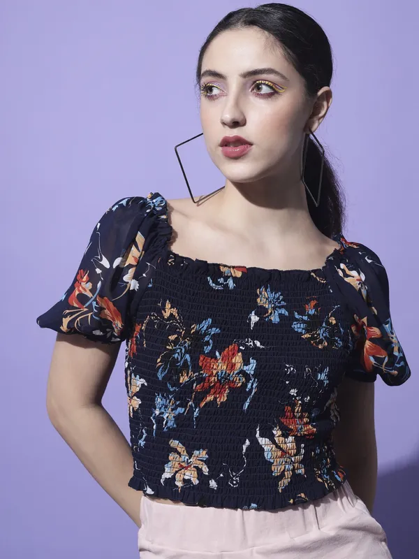 Blue_Georgette_Printed_top