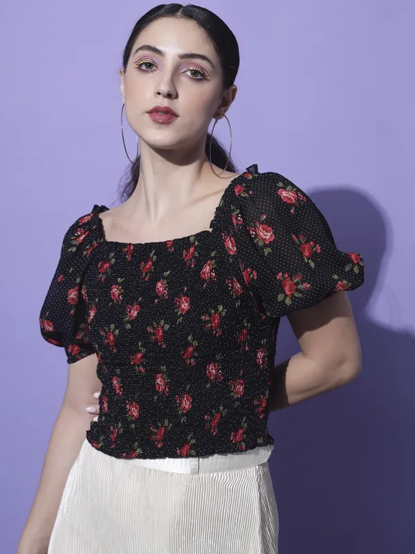 Black_Georgette_Printed_top
