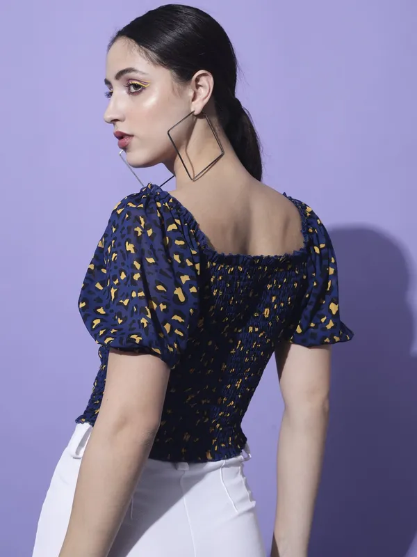 Blue_Georgette_Printed_top