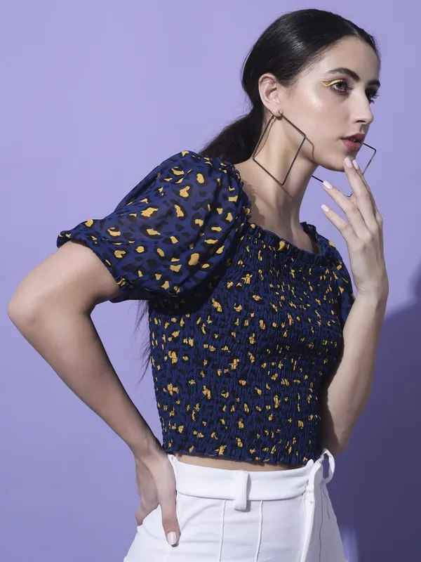 Blue_Georgette_Printed_top