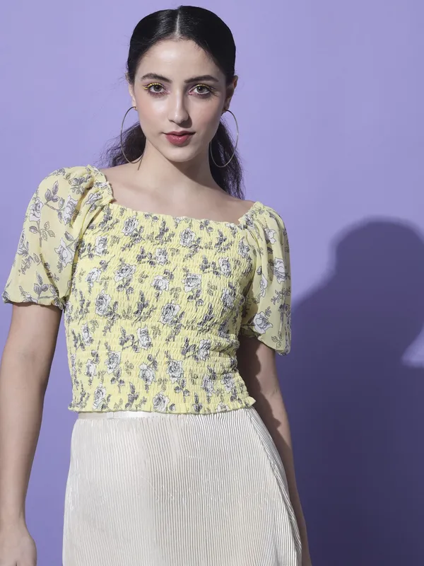 Yellow_Georgette_Printed_top