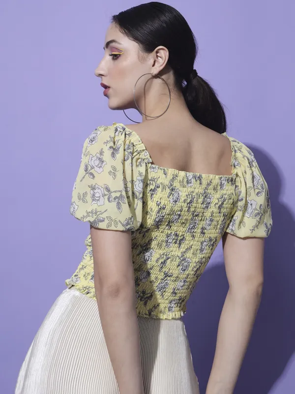 Yellow_Georgette_Printed_top