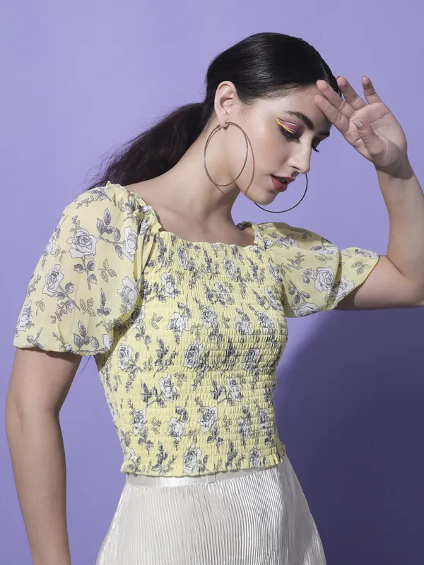Yellow_Georgette_Printed_top