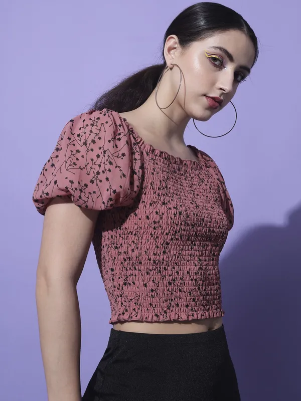 Peach_Georgette_Printed_top