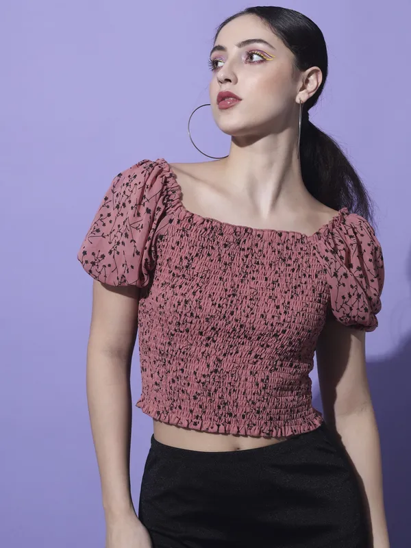 Peach_Georgette_Printed_top
