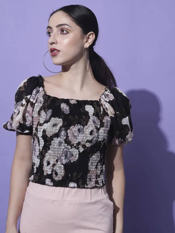 Black_Georgette_Printed_top