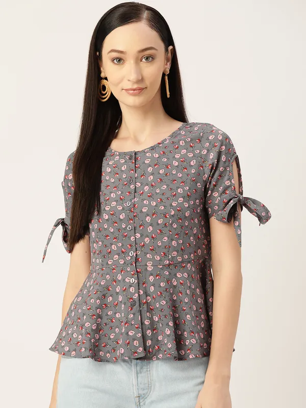 Grey_Georgette_Printed_top