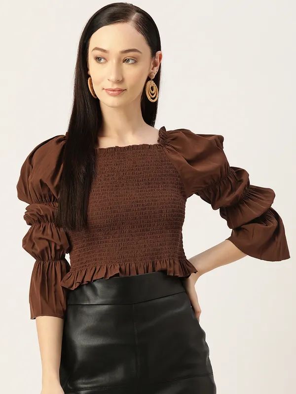 Maroon_Georgette_Solid_top
