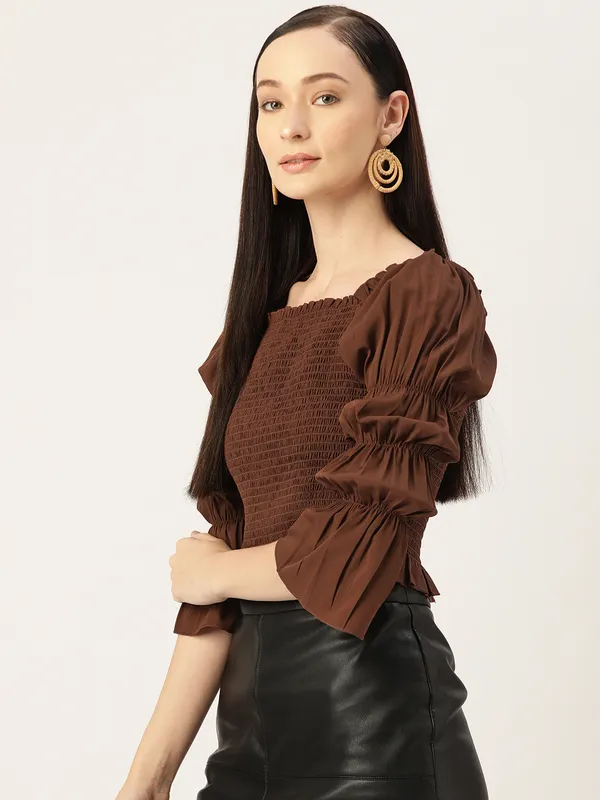 Maroon_Georgette_Solid_top