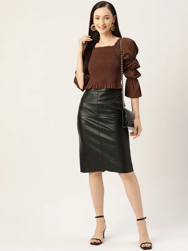 Maroon_Georgette_Solid_top
