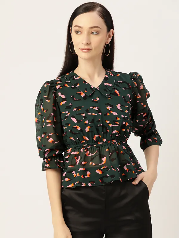 Green_Georgette_Printed_top