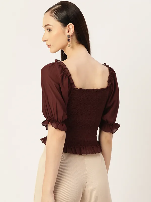 Maroon_Georgette_Solid_top