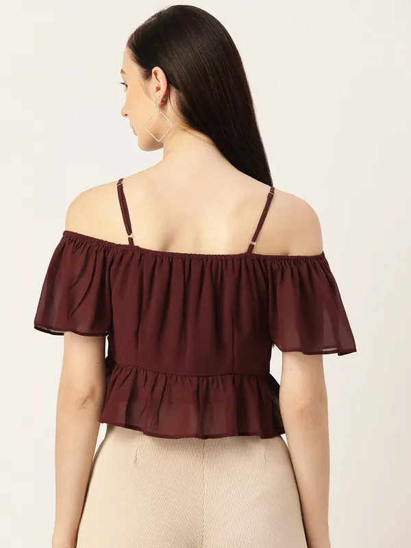 Maroon_Georgette_Solid_top