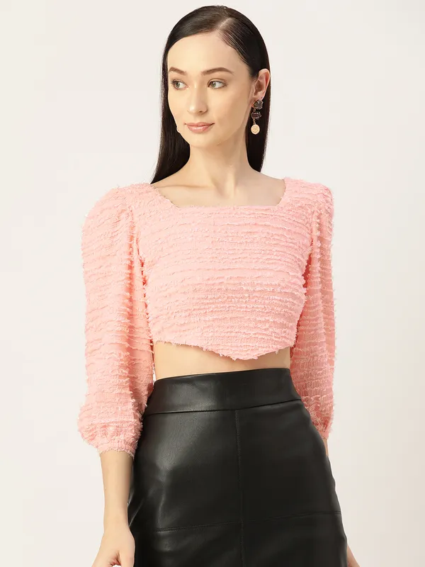 Peach_Georgette_Solid_top