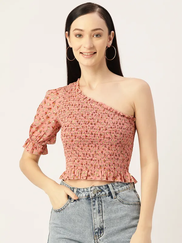 Peach_Georgette_Printed_top