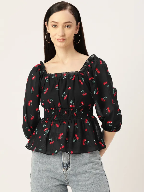 Black_Georgette_Printed_top