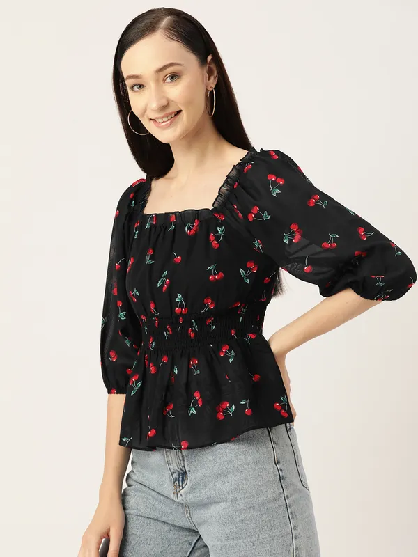 Black_Georgette_Printed_top