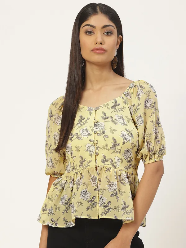 Yellow_Georgette_Printed_top