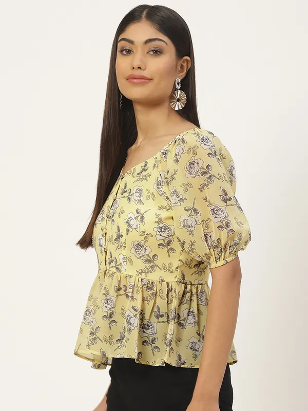 Yellow_Georgette_Printed_top