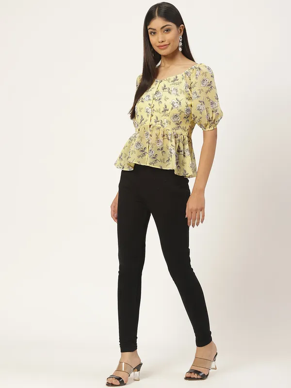 Yellow_Georgette_Printed_top