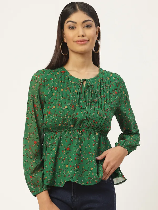 Green_Georgette_Printed_top
