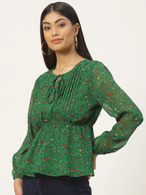 Green_Georgette_Printed_top