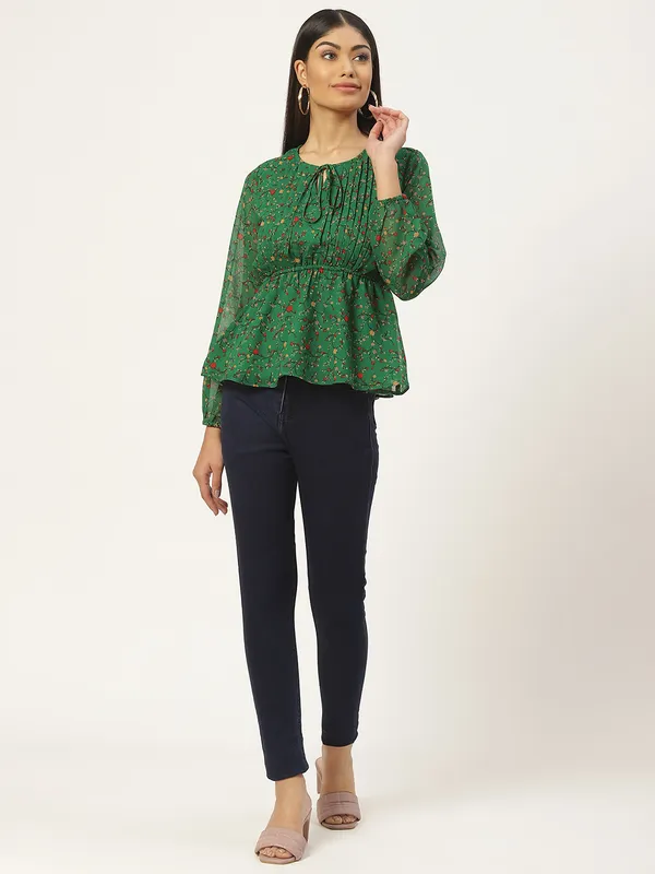 Green_Georgette_Printed_top