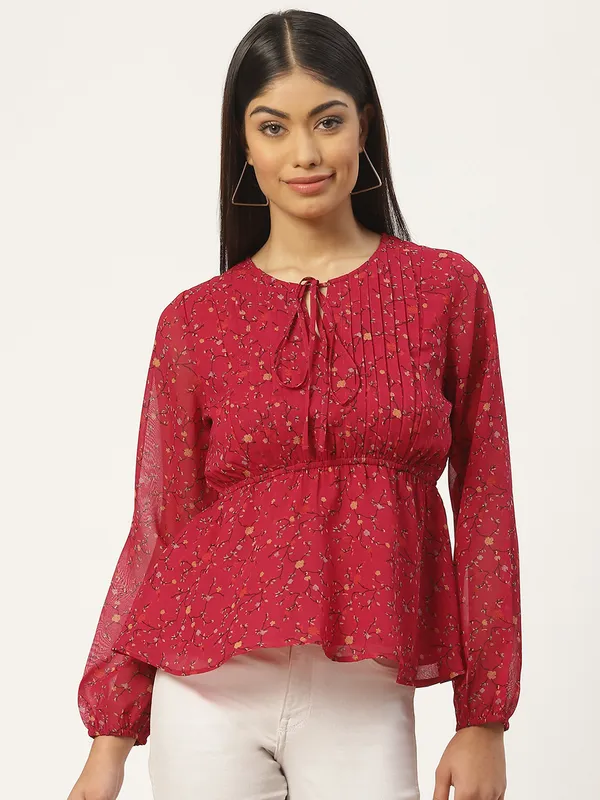 Red_Georgette_Printed_top