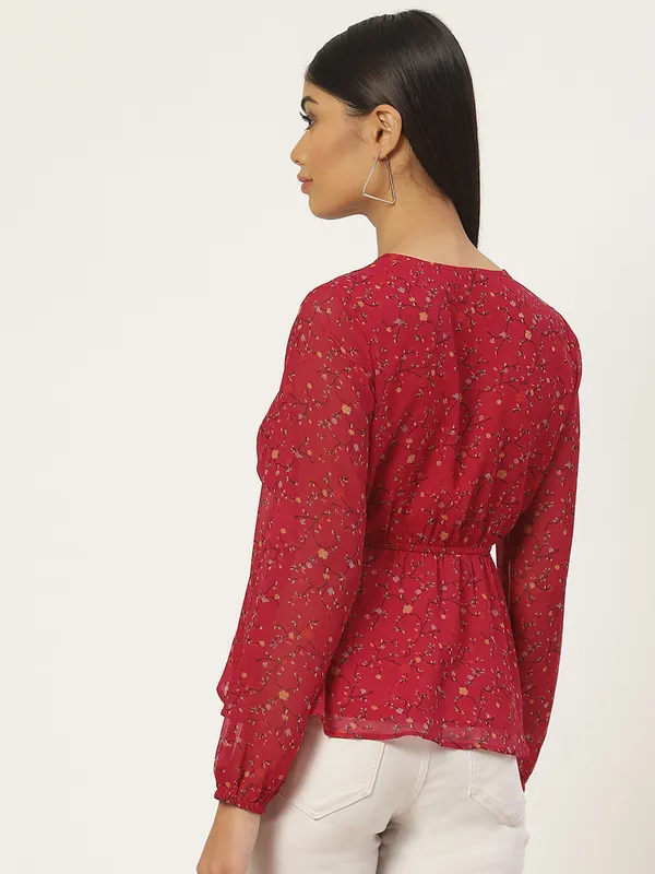 Red_Georgette_Printed_top