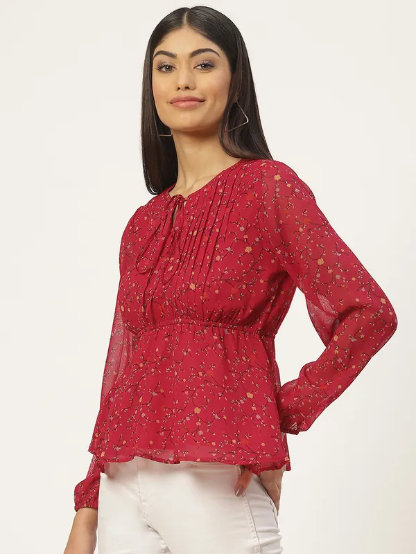 Red_Georgette_Printed_top