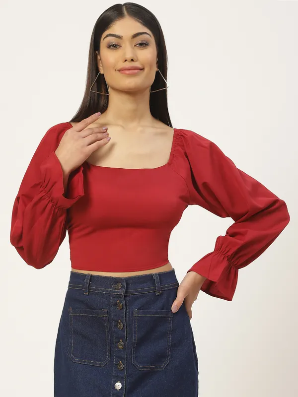 Maroon_Crepe_Solid_top