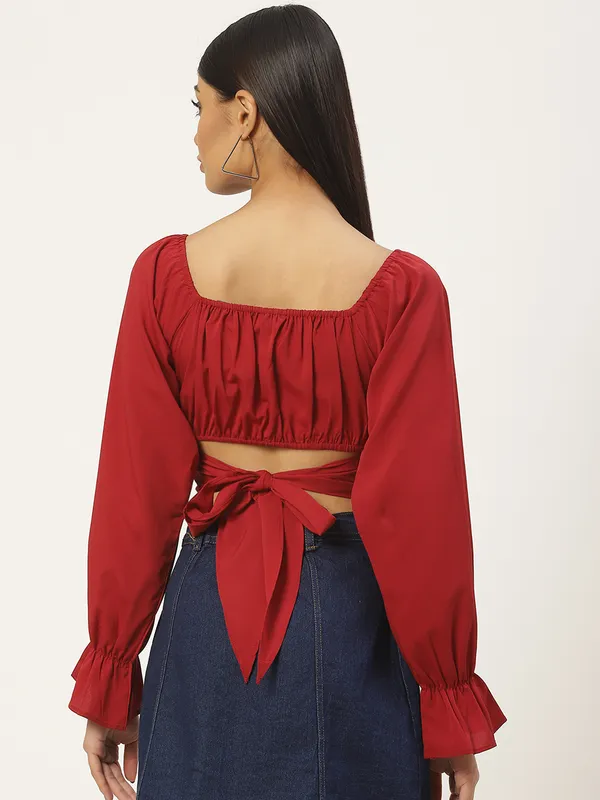 Maroon_Crepe_Solid_top