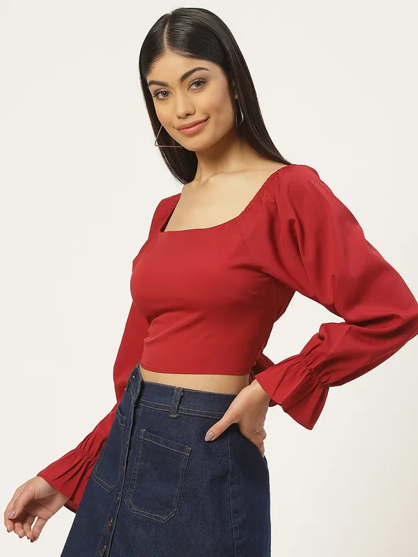 Maroon_Crepe_Solid_top