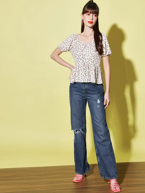 White_Georgette_Floral_Print_top