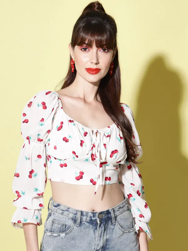 White_Georgette_Printed_top