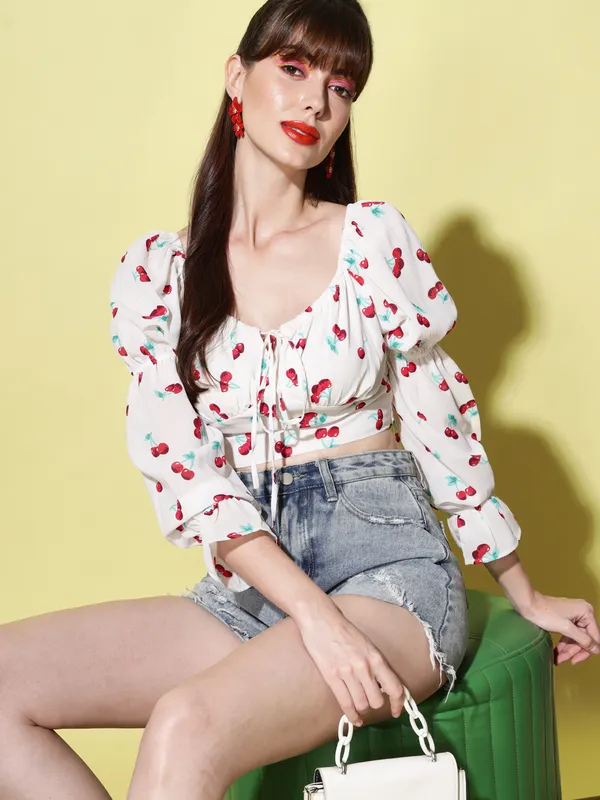 White_Georgette_Printed_top