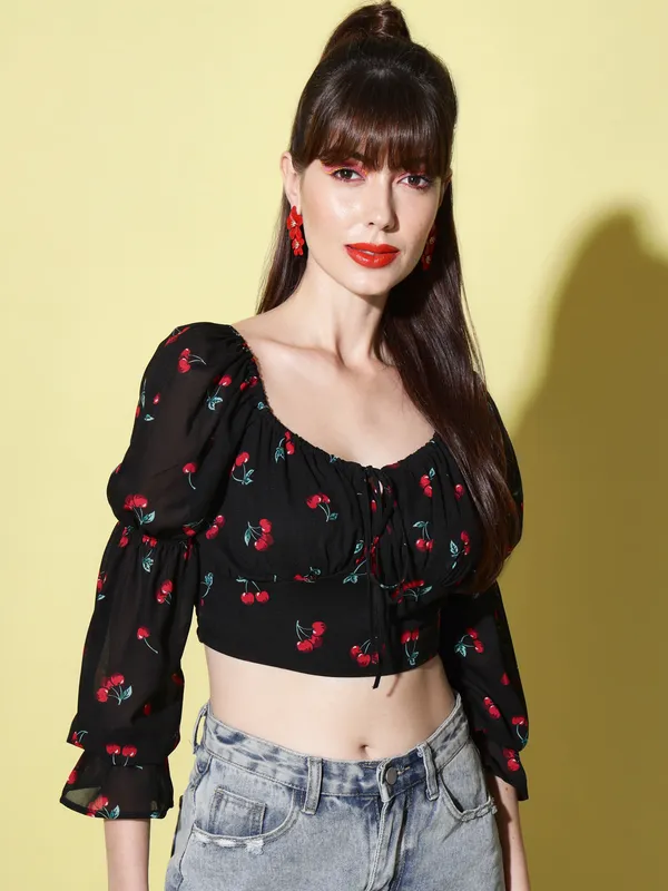 Black_Georgette_Printed_top