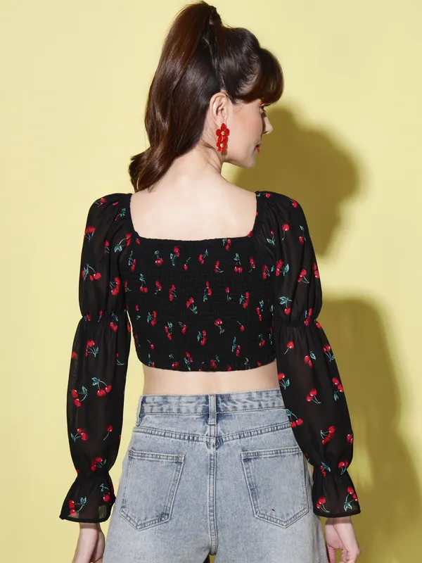 Black_Georgette_Printed_top