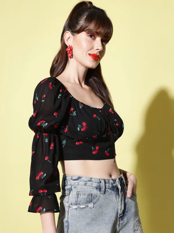 Black_Georgette_Printed_top