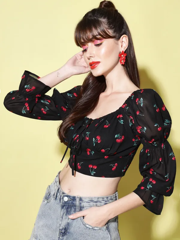 Black_Georgette_Printed_top