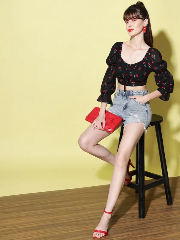 Black_Georgette_Printed_top